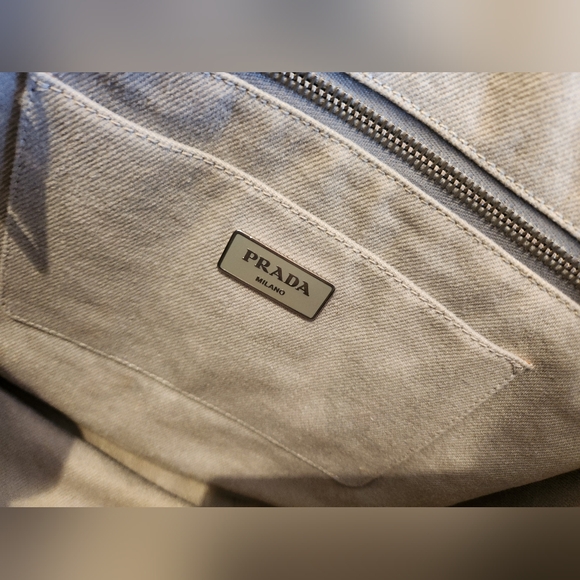 COA! Prada Canapé 2 Way Tote with crossbody strap-Grey with jewels and studs. - Picture 7 of 16